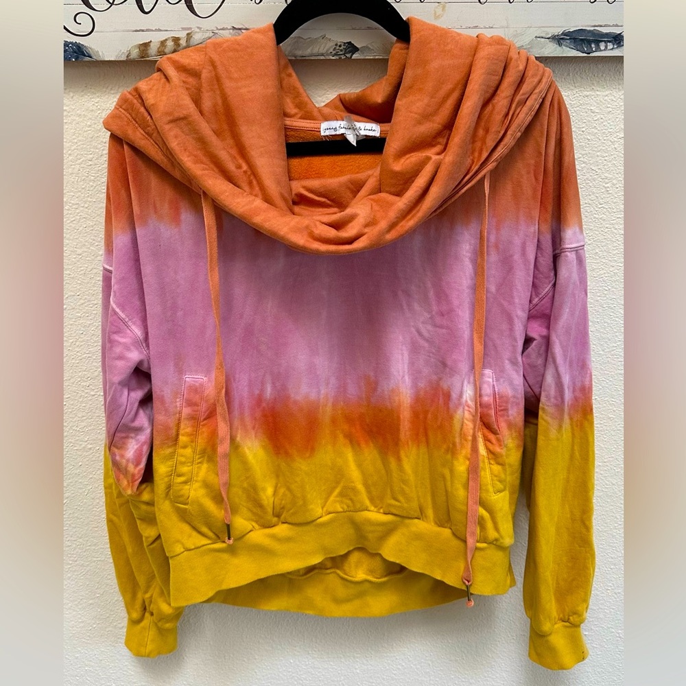 Young Fabulous & Broke Sweatshirt Women SMALL Hoody Oversize Crop Tie Dye